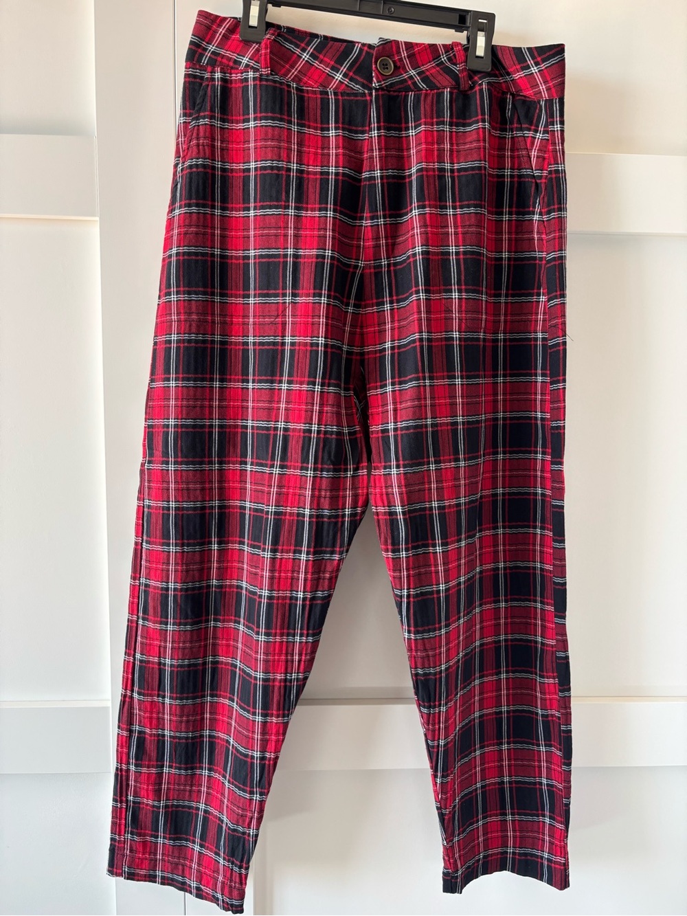 Red and Black Plaid Drop Crotch Trousers